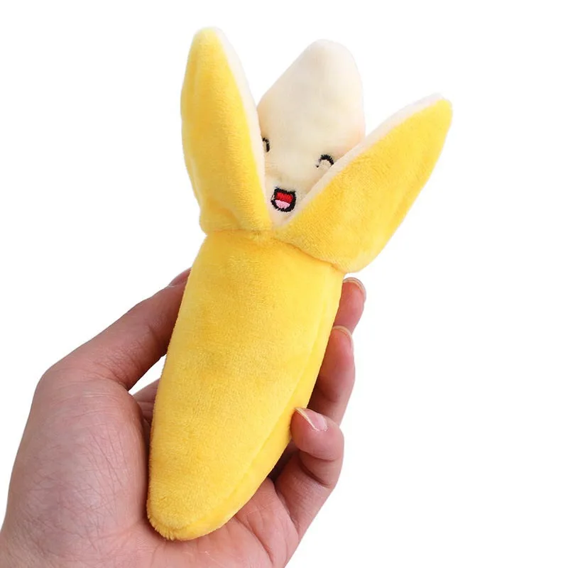 Plush Creative 3D Banana Shape Cat Toy Gift Cute Simulation Fruit Playing Toy For Pet Dog Toy Gifts Stuffed Pillow Doll