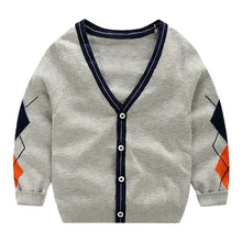 Осенний кардиган для мальчиков, свитер года, детская одежда, Детский кардиган, хлопковые свитера с длинными рукавами для мальчиков, Детские повседневные вязаные топы, От 2 до 8 лет