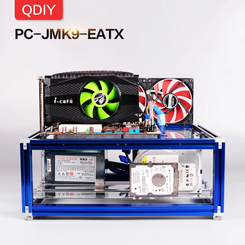 QDIY PC-JMK9, новинка, заказной большой E-ATX, полностью открытый летний алюминиевый блок, платформа водяного охлаждения, игровой плеер, ПК, чехол для компьютера