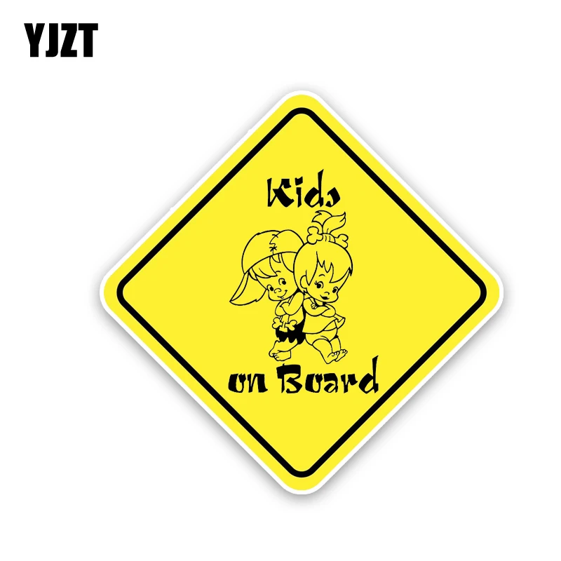 

YJZT 15.9CM*15.9CM Kids On Board PVC Decal Warning Boy And Girl Car Sticker 12-40445