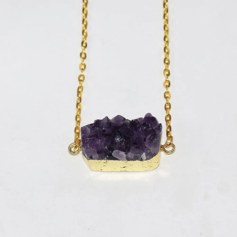 Новинка 2019 темно фиолетовые необработанные жеоды druzy amethysts прямоугольный разъем