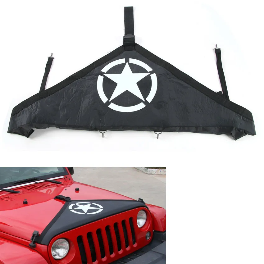 

YAQUICKA Car Canvas Front Hood End Bra Cover Protector Kit Black For Jeep Wrangler 2007-2017 Car-styling Exterior Accessories