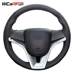 WCaRFun ручная прошитая черная искусственная кожа чехол на руль для Chevrolet Cruze 2009-2014 Orlando 2010 Aveo 2011-2014