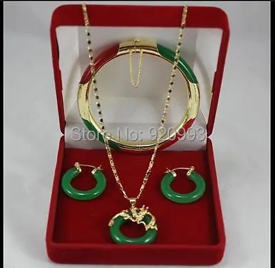 

Wholesale***New fashion green Natural stone pendant earrings bracelet