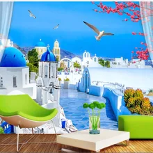 3d настенная ткань на заказ фотообои свежий и модный морской архитектурный дом улучшение фона украшение стены тропический