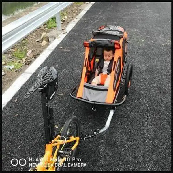 New Arrival 2 in 1 Bicycle Trailer with 16-Inch Inflatable Wheel, 1 Seat Kids Bike Trailer, Orange Color Baby Stroller - Цвет: Оранжевый