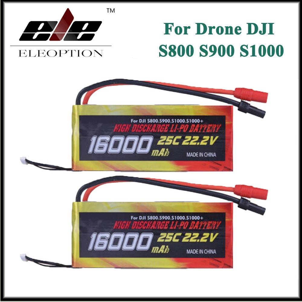 

2x Eleoption 16000mAh 6S1P 22.2V 25C LiPo Battery for Drone DJI S800 S900 S1000 helicopter High Capacity