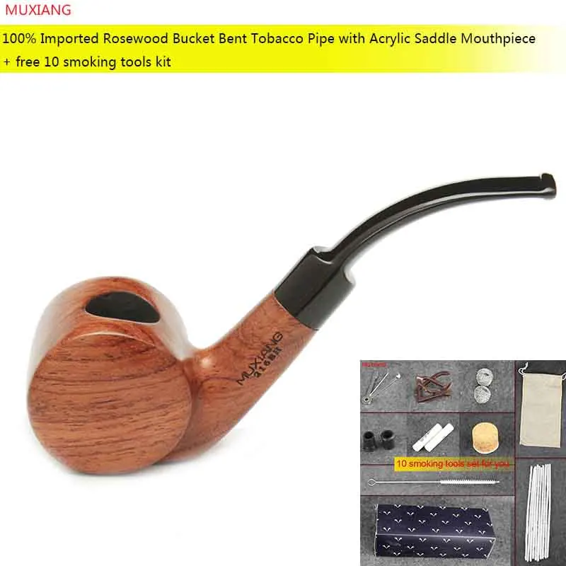 MUXIANG 10Tools kevazingo wood Bubinga Freehand Tobacco Pipe Novelty