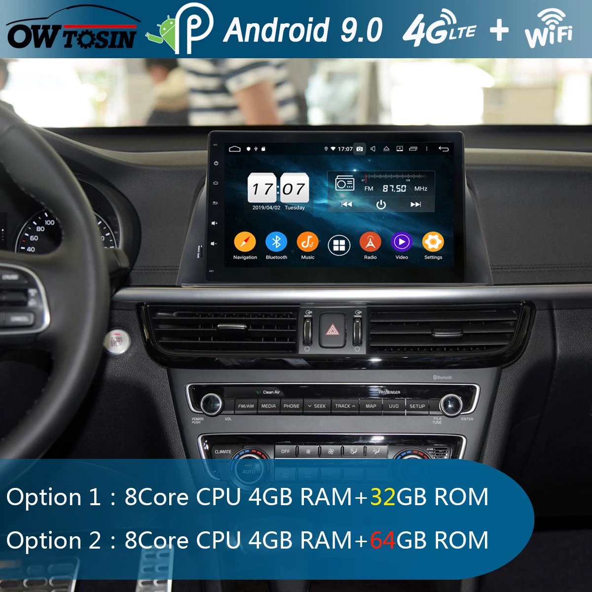

10.1" IPS Octa Core 4G RAM+64G ROM Android 9.0 Car DVD Radio GPS For Kia Optima K5 2015 2016 2017 DSP CarPlay Parrot BT Stereo