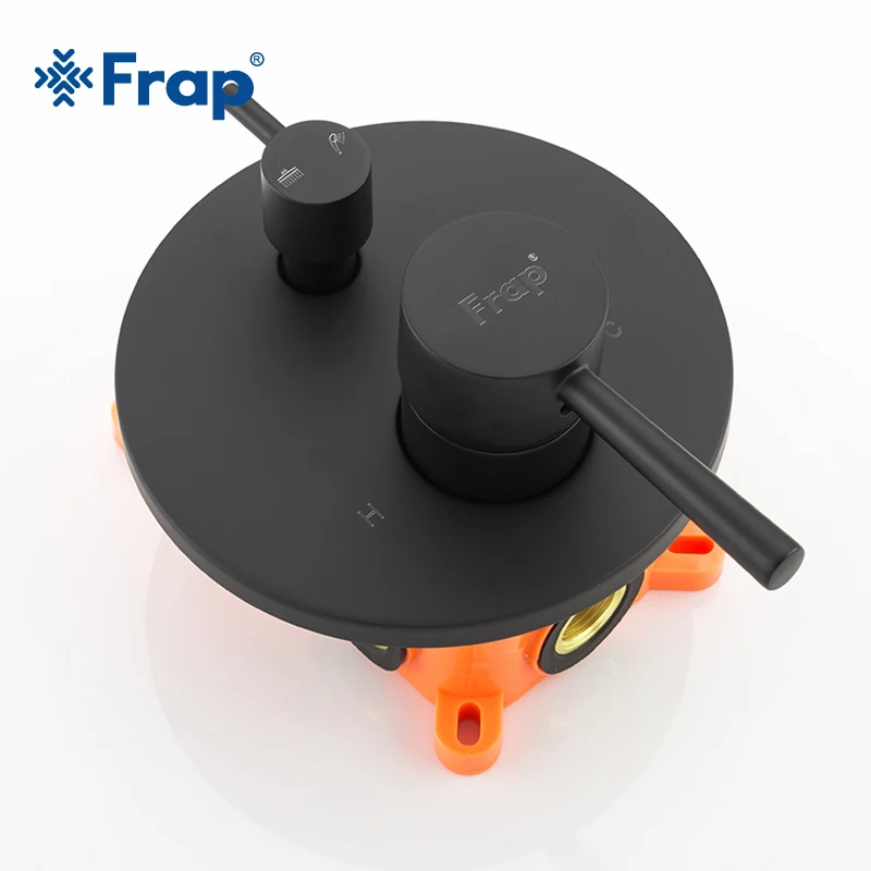 FRAP round bathroom shower faucet system brass set black rainfall shower mixer tap bathtub faucets waterfall Bath Shower Y24024