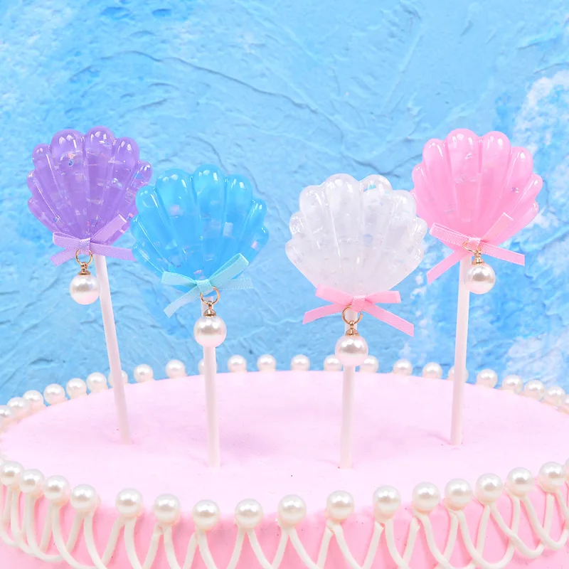 10pcs Pearl Shell Happy Birthday Cake Toppers Decoration