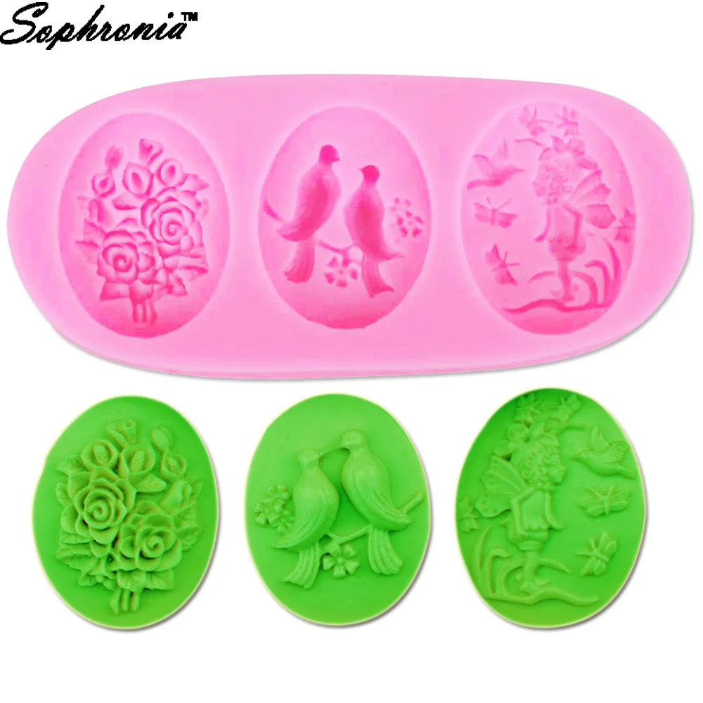 

Sophronia Flower Rose Bird Angel Girl Butterfly Silicone Fondant Mold Silicone Cake Decorating Cake Tool F1053,11.2*5*1.4 cm