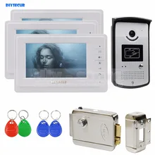DIYSECUR 7 inch Video Door Phone Video Intercom Entry System 700TVL Camera Monitor RFID Keyfob Unlock 1V3
