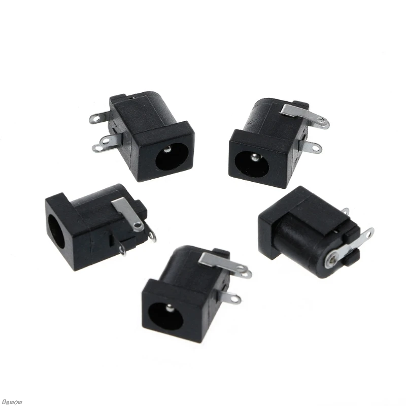 

5 Pcs DC-005 Black DC Power Jack Socket Connector 5.5x2.1mm Barrel-Type PCB Mount Damom