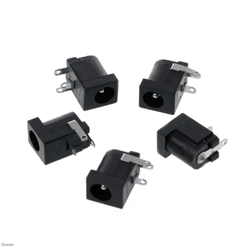 

5 Pcs DC-005 Black DC Power Jack Socket Connector 5.5x2.1mm Barrel-Type PCB Mount Damom