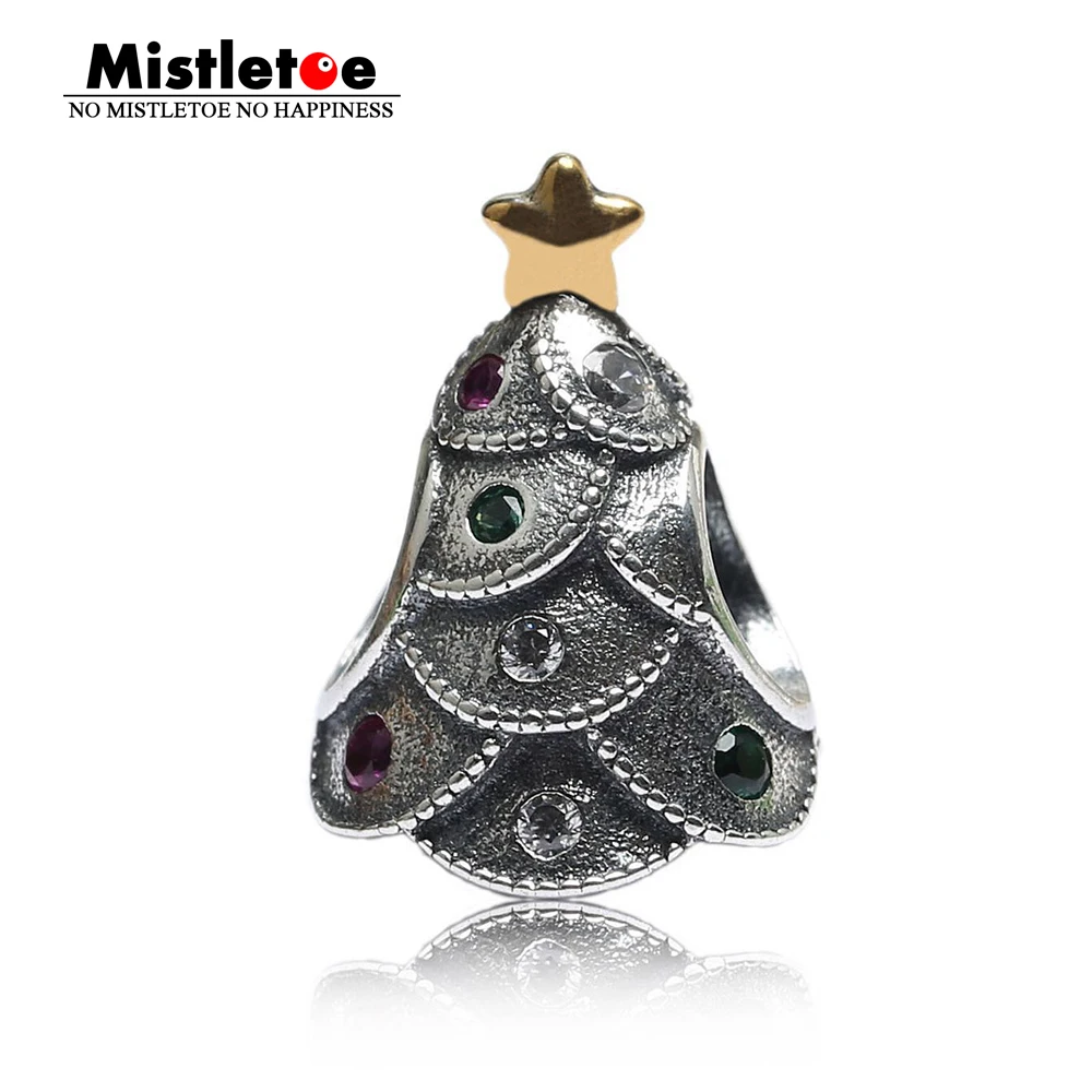 

Authentic 925 Sterling Silver Festive Tree, Multi-Colored CZ Charm Bead Fit European Bracelet Jewelry