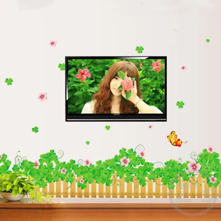 flowers grass border wall sticker home decor diy adhesive art mural