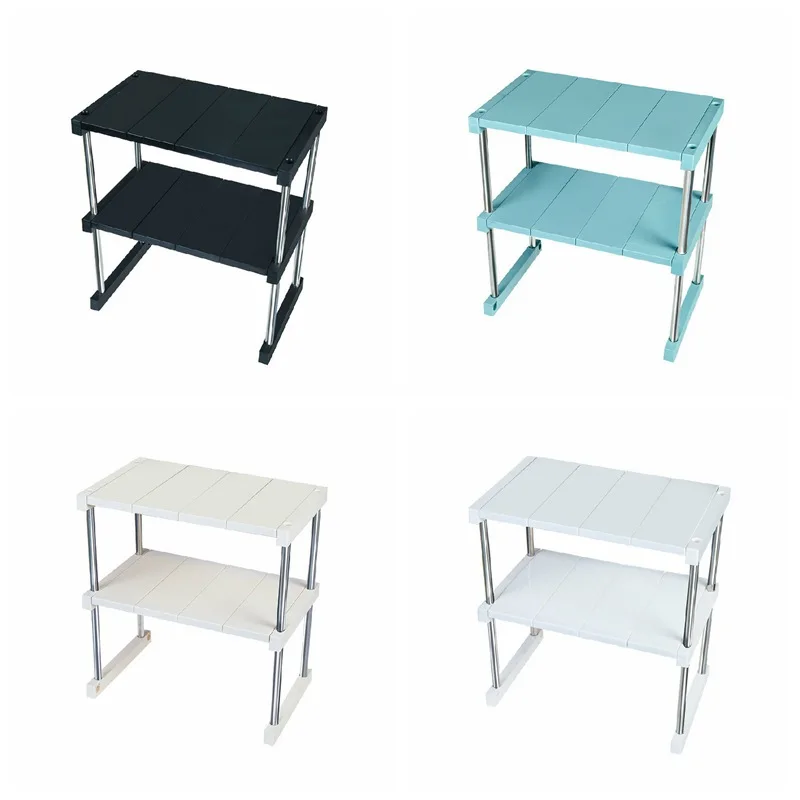 

Double Stackable Desktop Shelf Storage Rack Multifunctional Tier Detachable Stackable Cabinet Counter New