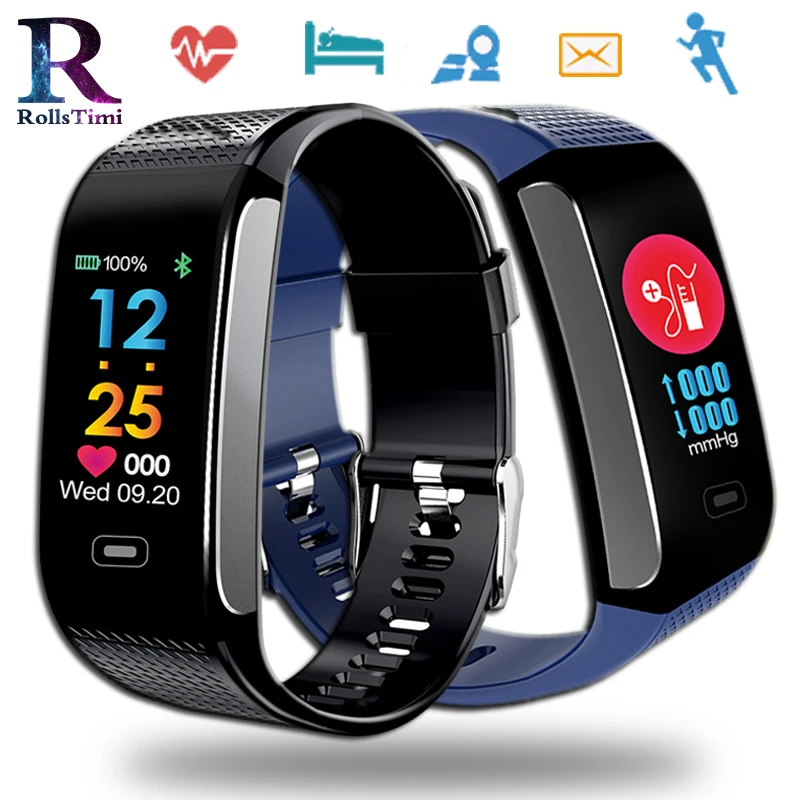 

Smart Watch RollsTimi Smart Bracelet Blood Pressure Monitor Fitness Tracker digital watch Call reminder Heart rate watch android