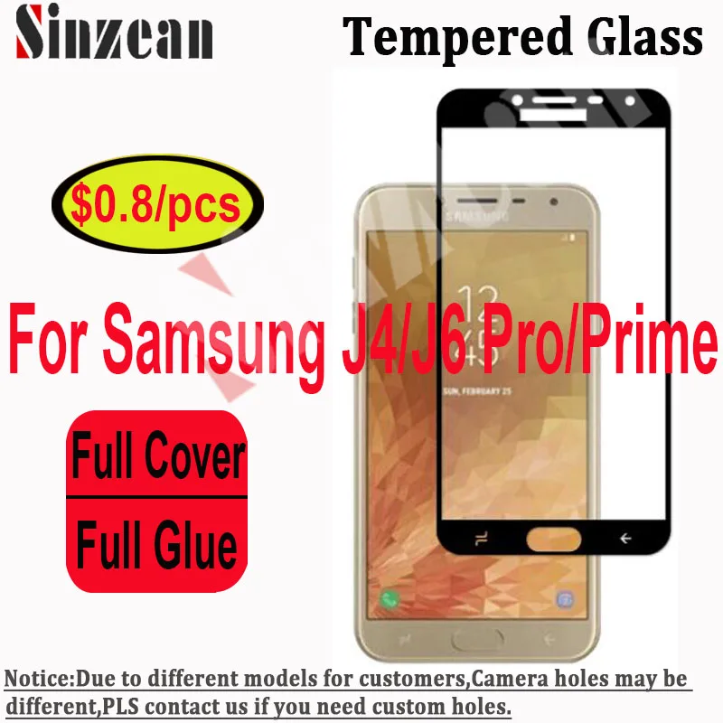Sinzean 25 шт для samsung J4 премьер/J6 Pro 2.5D полное покрытие закаленное Стекло Galaxy J6 премьер/J4 Pro полный клей Экран протектор фильм