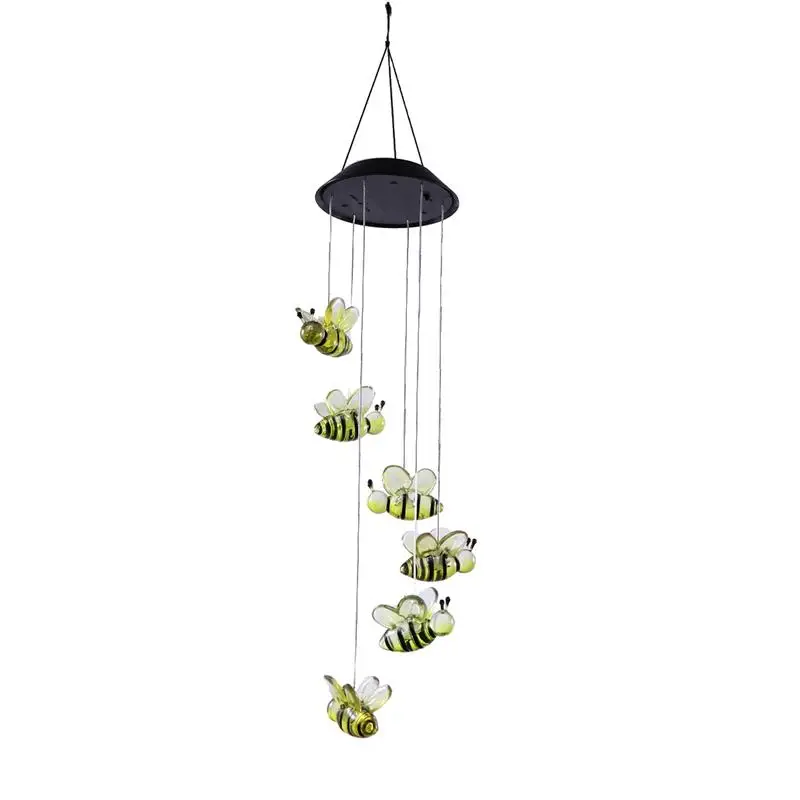 

BESTOYARD LED Solar Wind Chime Bee Color Changing Mobile Wind Chime Light for Home Garden Bedroom Office Balcony Party