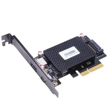10Gb/s PCI-e to usb3.1 Type-C + Type-A expansion card network adapters card FOR desktop PC computer ASM1142 Chip Protection case