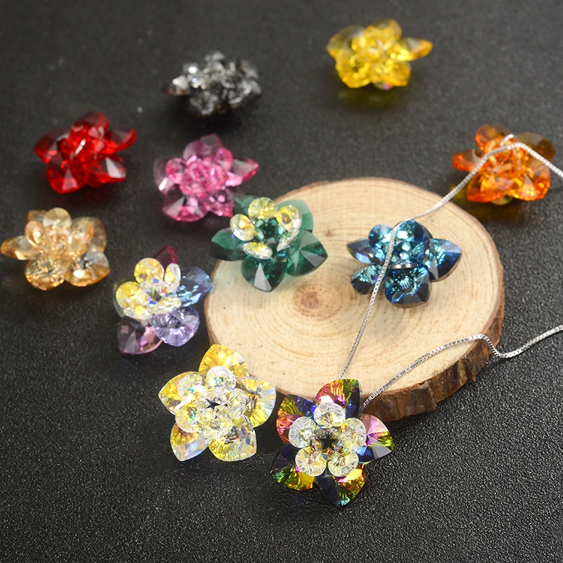 BAFFIN оригинальные кристаллы от Swarovski цветок кулон ожерелье для женщин Серебряный цвет сердца DIY ожерелье ювелирные изделия подарок для влюбленных