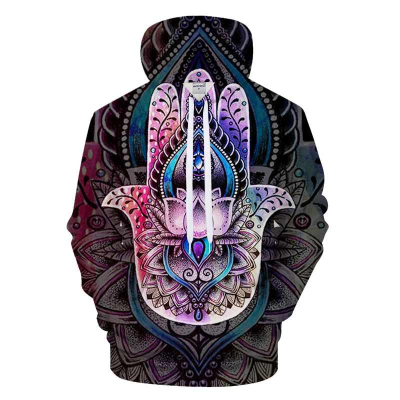 

Plant Lotus Digital Printing Men's Long Sleeve Pullover Fashion Loose Comfortable Hooded Sweatshirt Autumn Winter New