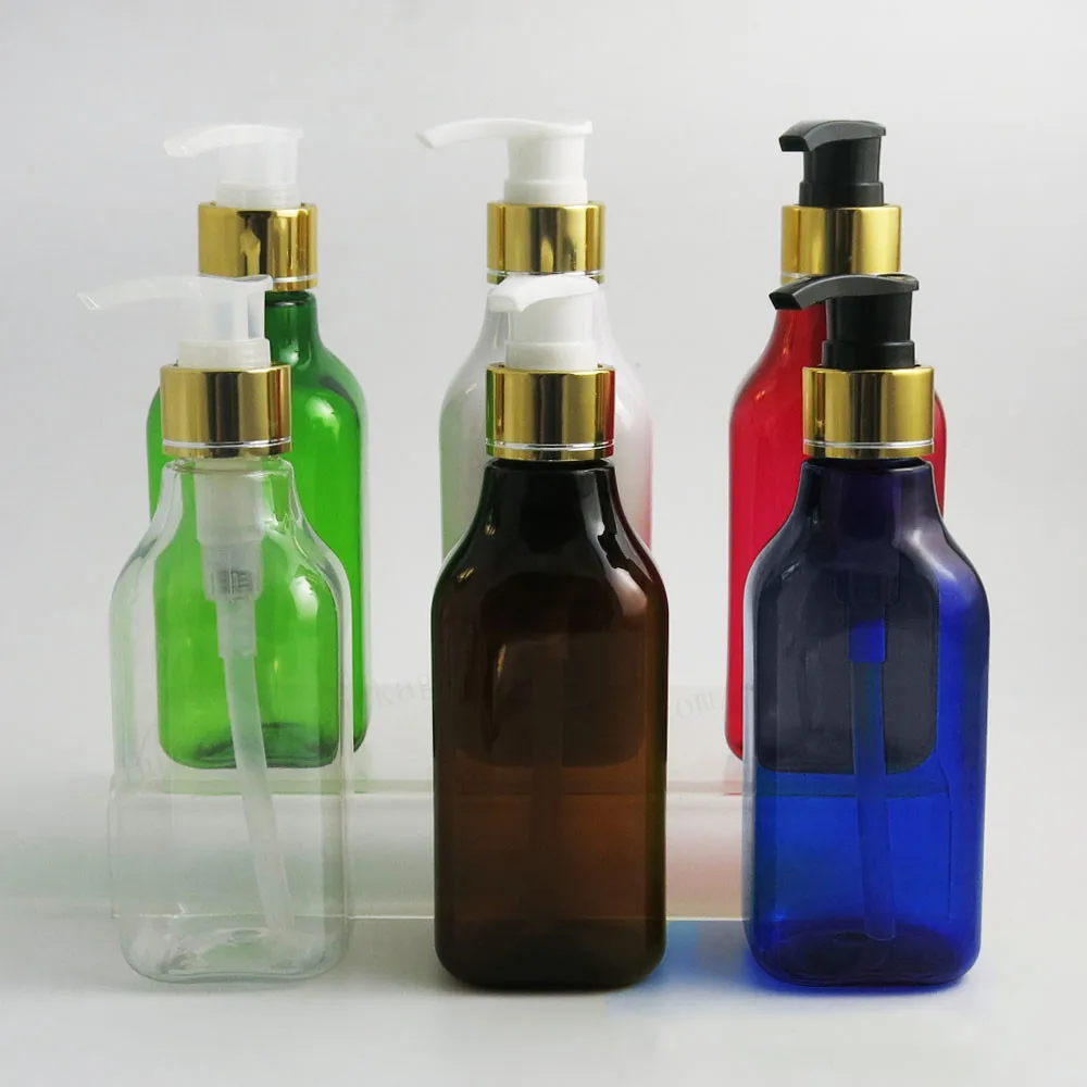 

200ml Refillable PET Plastic Lotion Pump Bottle 7OZ PET Cream Cosmetic Container Dispenser 20PCS Amber Green Red Clear White