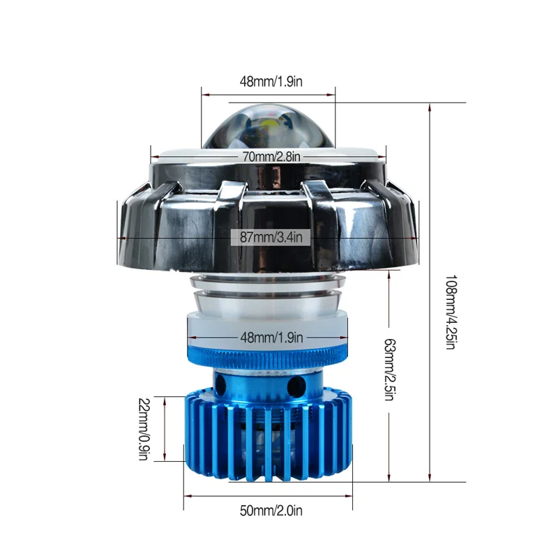 RACBOX 2,5 дюймов светодиодный объектив проектора Hi Low налобный фонарь 6000K белый с Синим двойным ангельским глазом красный демон глаз для мотоциклетных фар