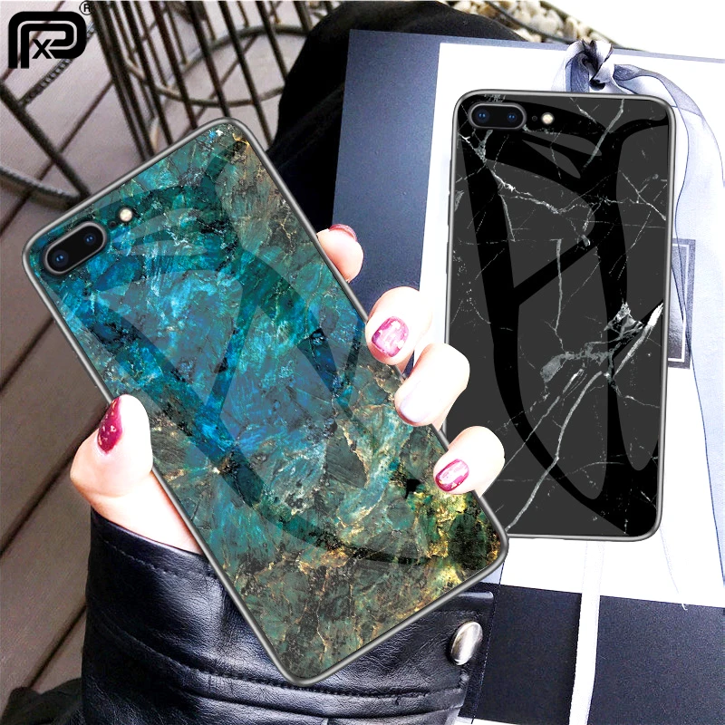 Для iPhone Xs max Xr 7 8 6s Plus чехол для телефона мраморный Гладкий закаленное стекло