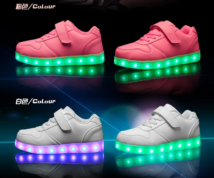 Светящиеся кроссовки обувь свет Для детей освещения обувь зарядка через usb Девочкам Мальчикам Легкие светящиеся обуви Размеры 25-45 7 цвет