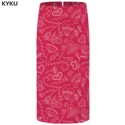 KYKU бренд цветочные юбки женщины любят юбка для вечеринки красные повседневные пикантные открытые женские юбки офисные женские юбки 2018 г