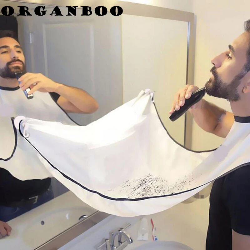 ORGANBOO 1PC Man Beard Care Shave Apron Bib Trimmer Facial Hair Storage Black White Shaving Clean Tool Household Storage Bag