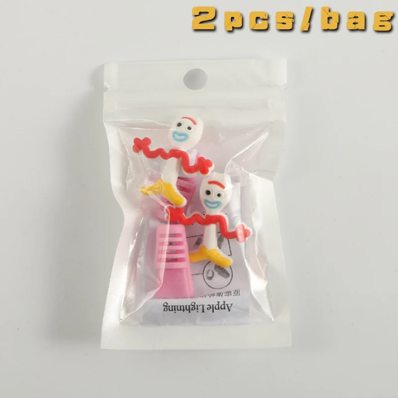 История игрушек 4 Buzz Lightyear Forky Bunny& Ducky Симпатичный USB защита зарядного устройства для iPhone Android кабель Защита зарядного устройства Фигурки игрушки - Цвет: 2pcs