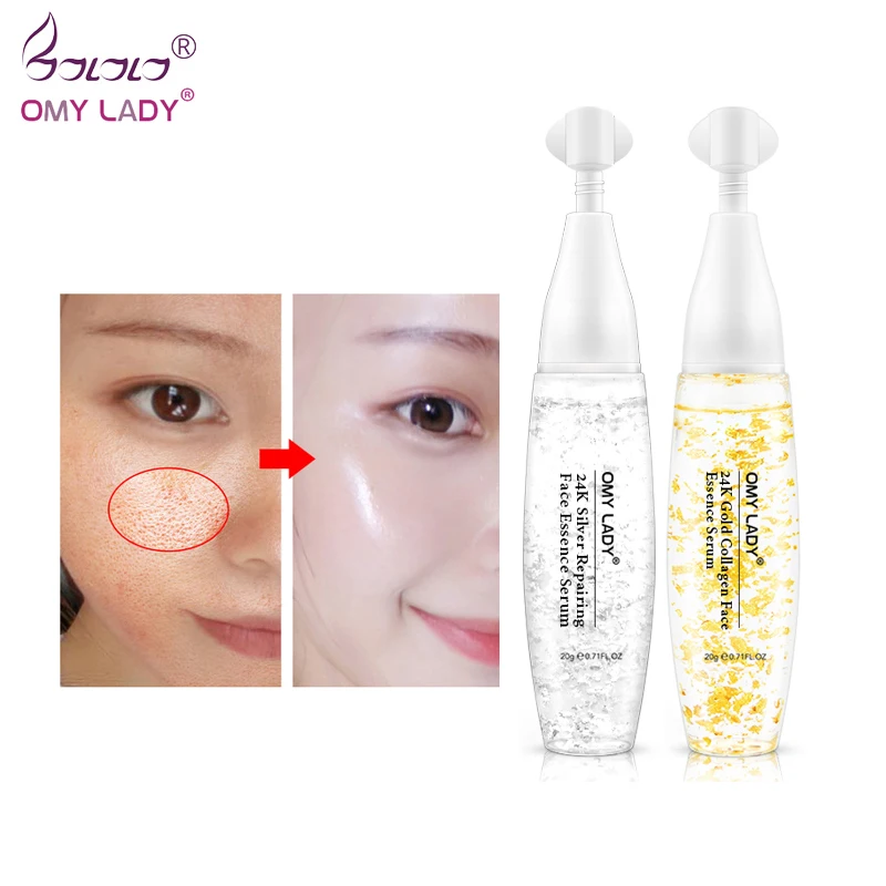 

OMYLADY 24K Silver and Gold Repairing Face Essence Serum face serum Skin Care shrink pores Anti Aging Intensive Lifting Firming