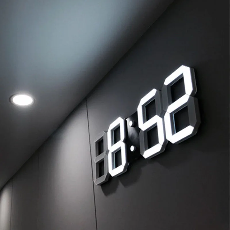 New 3D LED Wall Clock Modern Digital Table Desktop Alarm Clock Nightlight Wall Clock For Home