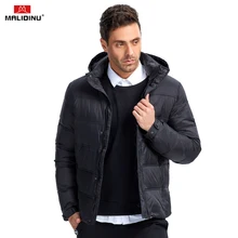 MALIDINU Мужской Пуховик Толстое Зимнее Пуховое Пальто Высокое качество Куртка Мужская Пуховая Зимняя Пуховик Мужской Зимний Мужская Парка 70% Белый Утиный Пух Пуховики Мужские Русский Размер-30C