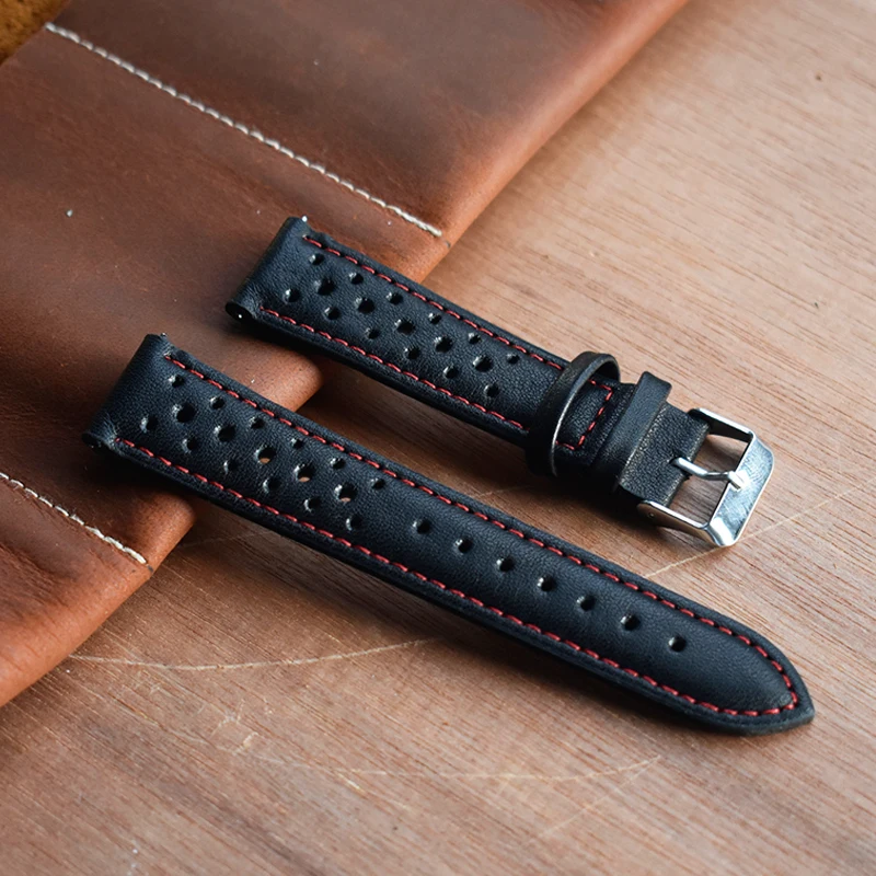 Online Onthelevel Poroso 22 millimetri Orologio Della Fascia del Cuoio Genuino 20 millimetri Watch Strap 18 millimetri 24 millimetri Wristband Con Quick rilascio di Primavera bar # E