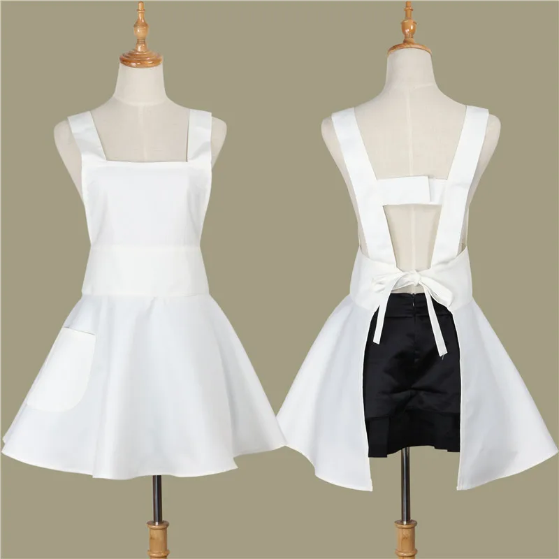 Women Kitchen Apron White ruffle apron Kitchen Restaurant Bar Chef Cook