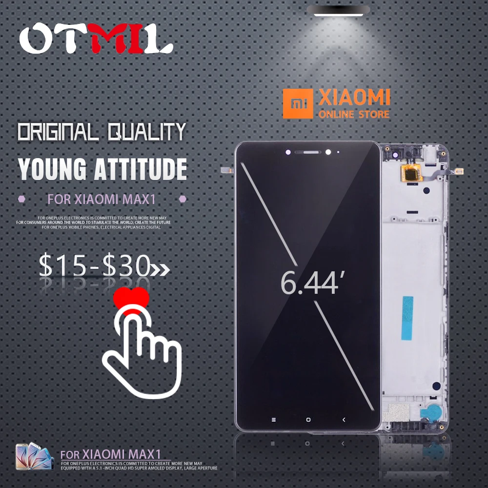 

OTMIL 6.44"Original HD For XIAOMI Mi Max LCD Display Touch Screen with Frame For XIAOMI Max LCD For XIAOMI Mi Max Display#
