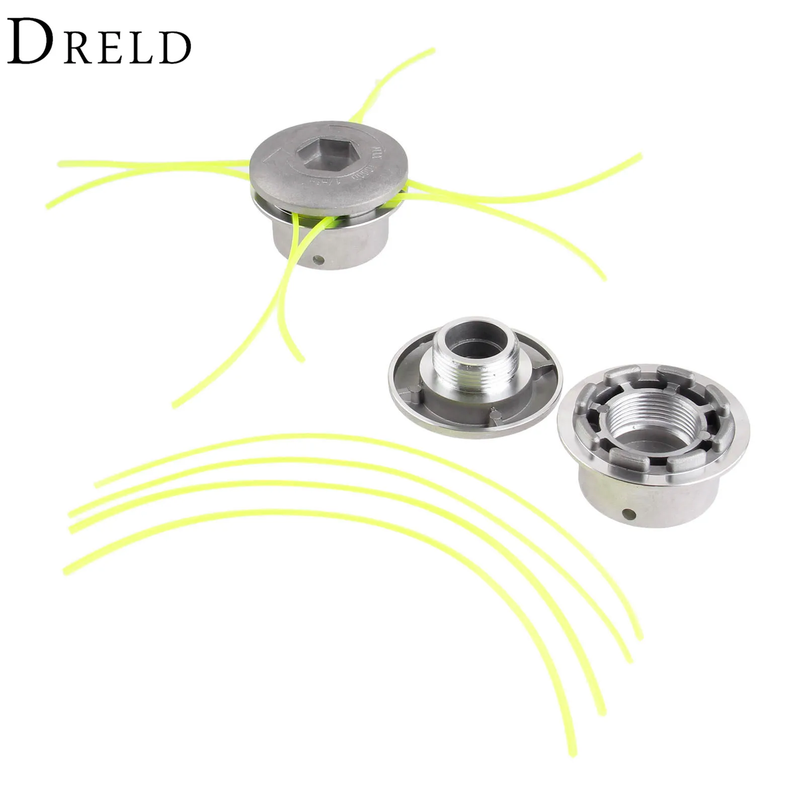 DRELD Aluminum Grass Trimmer Head With 4 Lines Brush Cutter Spare Parts