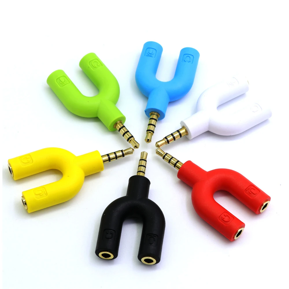 

Headphone Accessories Audio Connector Splitter 1 In 2 Out 3.5mm Headphone Accessories Plug for MP3/4 Samsung xiaomi