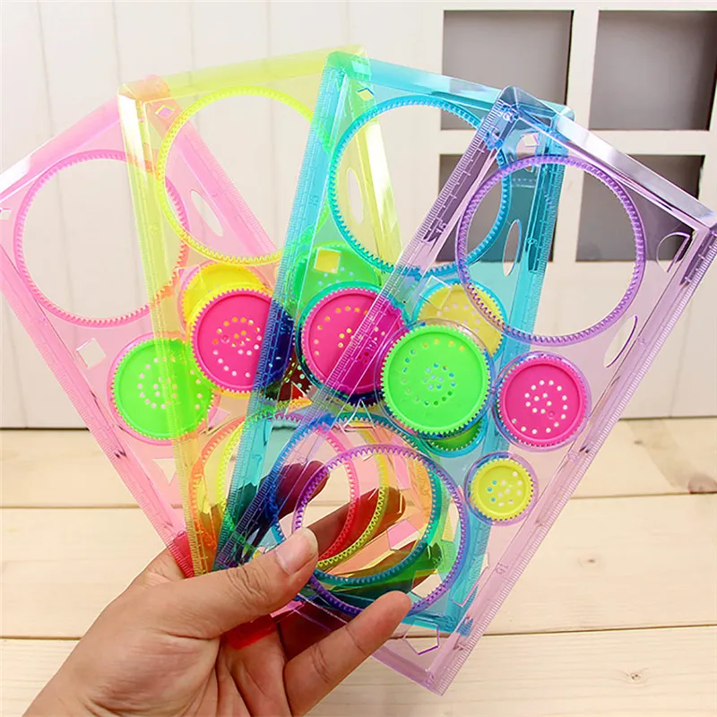 

Multifunctional Children Drawing Plastic Spirograph Geometric Ruler Kids Toys Random delivery