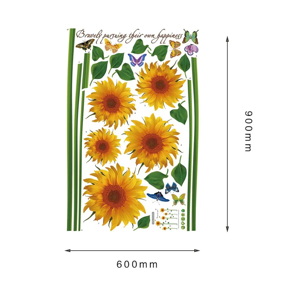 Подсолнух съемные самоклеющиеся наклейки на окна наклейки на стену Декор изысканные наклейки на стену для украшения дома