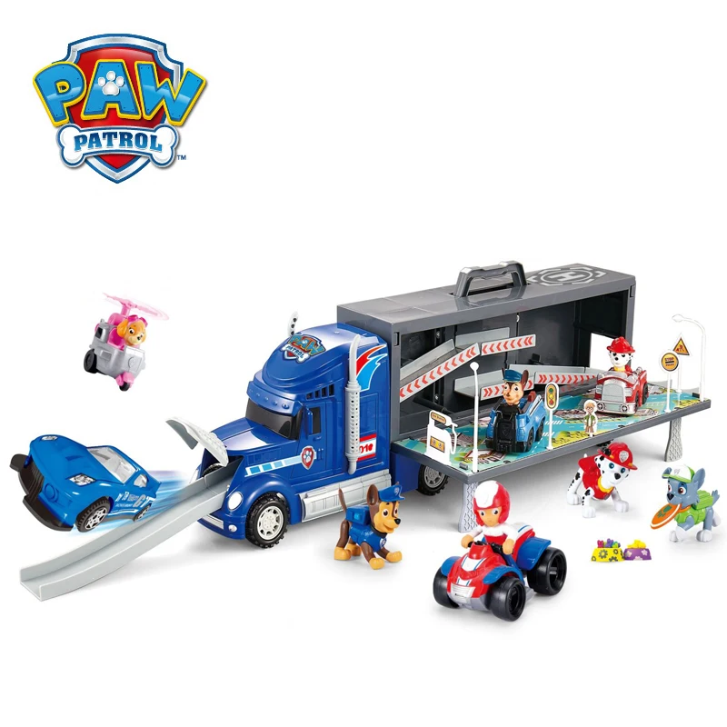 

Paw Patrol Dog Patrol Container Truck Patrulla Canina Anime Cartoon Plastic Toy Set Action Figures Model Kids Birthday Gift 2A32