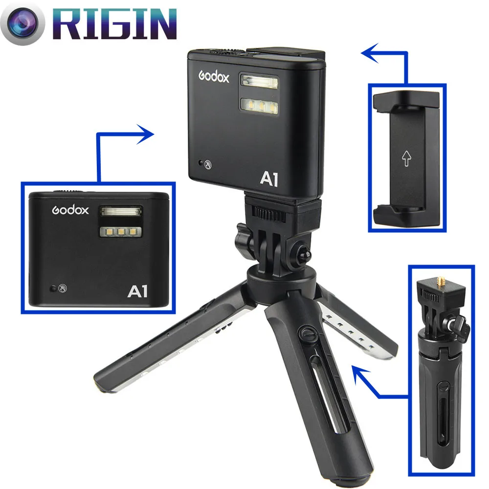 

Godox A1 Flash With built-in 2.4G wireless X system+MT01 Mini Tripod+MTH Phone Holder Kit For IPHONE 7/7P/6S/6SP,etc