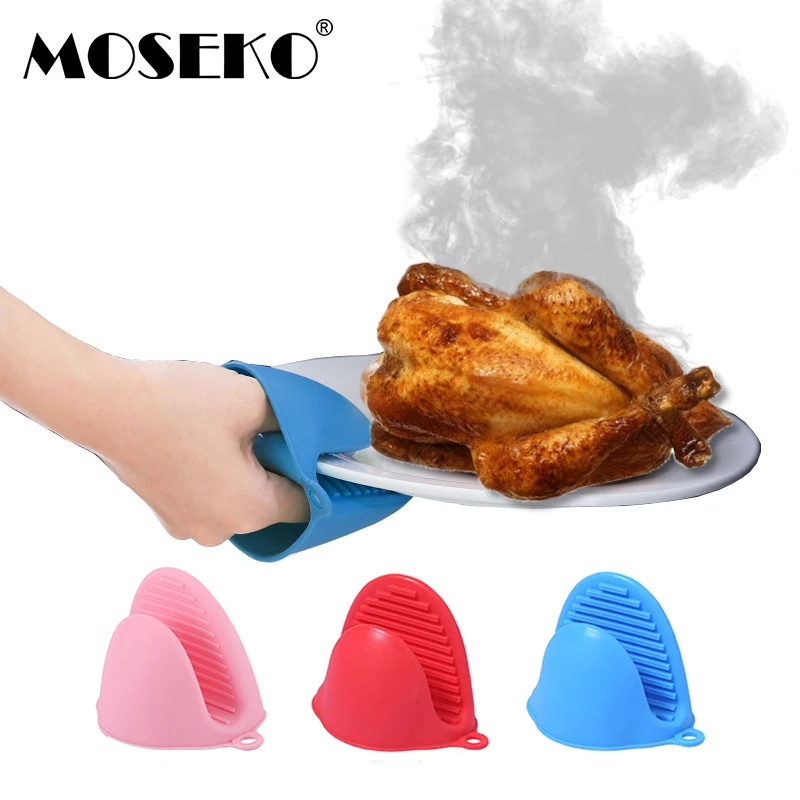 

MOSEKO 1Pc Kitchen Silicone Heat Resistant Oven Mitts Cooking Baking Gloves Insulation Non Stick Anti-slip Pot Bowel Holder Clip