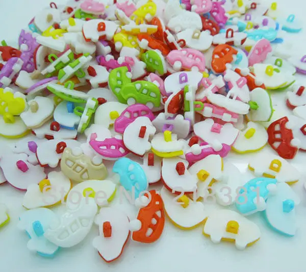 

200PCS Random Mixed Color Car pattern Plastic Cartoons Sewing Buttons 17X11mm