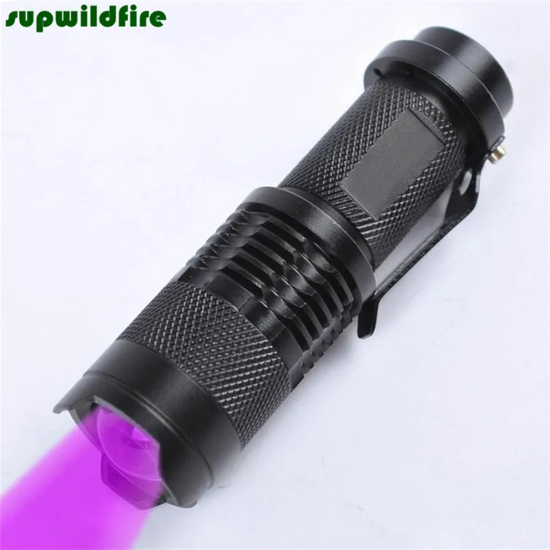 Горячее предложение! Zoomable Led UV Flash светильник фонарь светильник 365nm Ультрафиолетовый черный светильник AA батарея# NO09